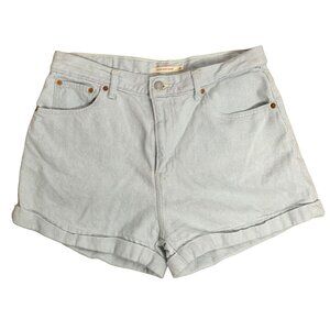 Levi's Denim A Line Mom Shorts 31 Light Wash Cuffed 5 Pocket Button Zip Cotton